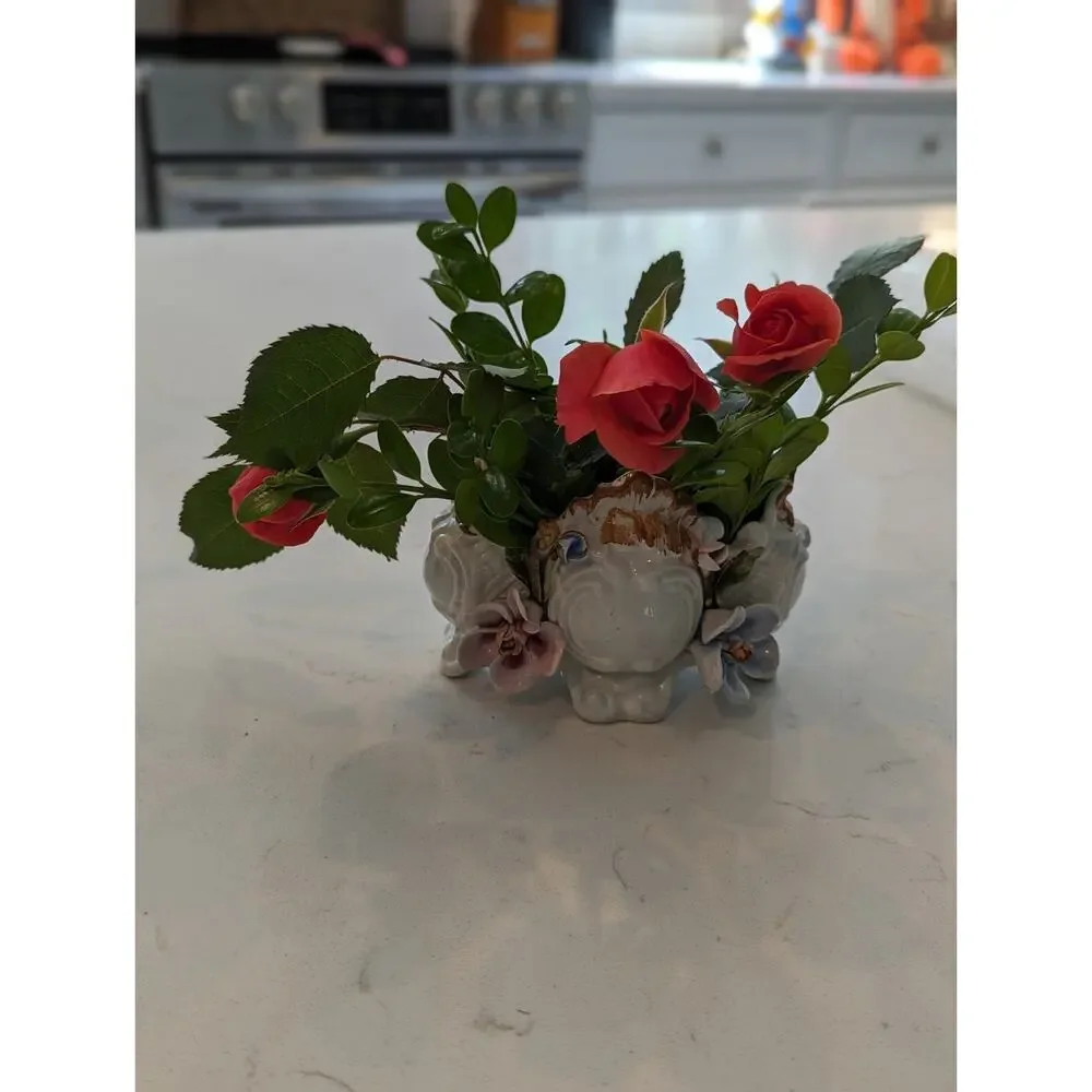 Bone China Vase Hand Painted Made In Italy Cottage Chic Decor Dainty